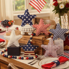 Wenqik red white blue fabric stars on table creating instant patriotic ambiance