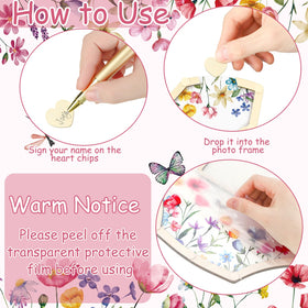 Wenqik wooden wildflower slices for guest messages and memories