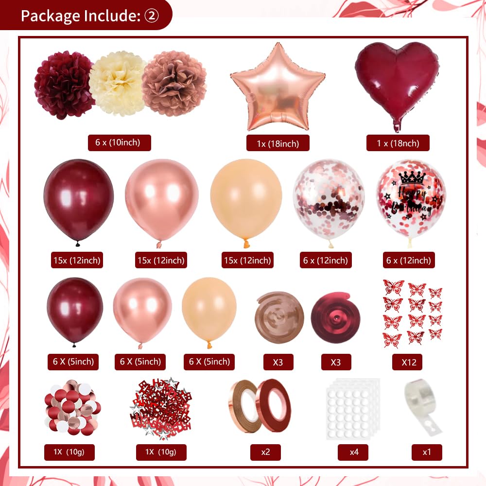 WEQTWL burgundy rose gold tablecloth completes a festive tablescape