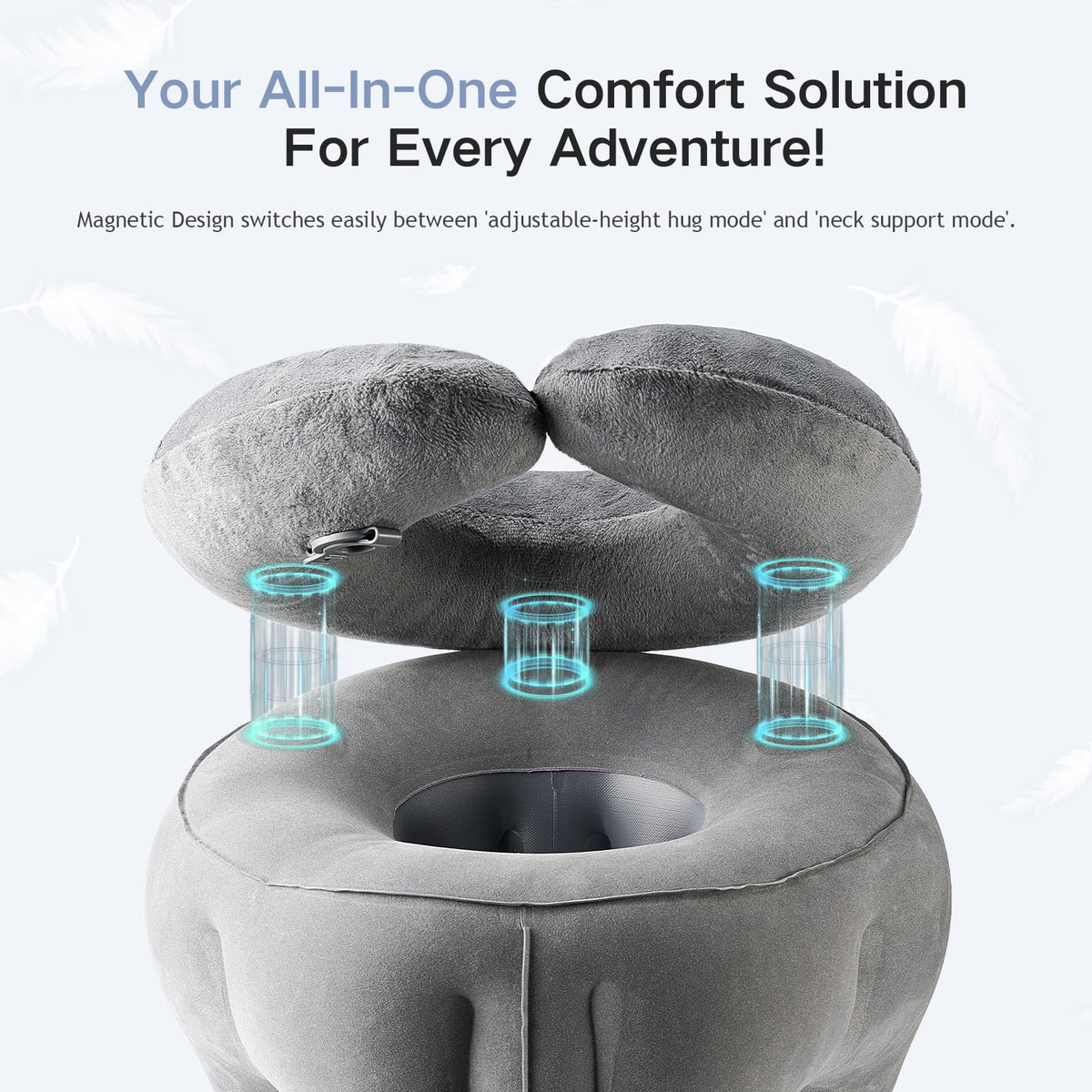 Werfeito inflatable neck pillow shown as an ergonomic travel companion.