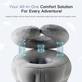Werfeito inflatable neck pillow shown as an ergonomic travel companion.