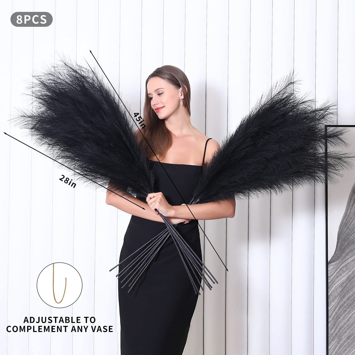 Wertuirk artificial black pampas grass for wedding decor