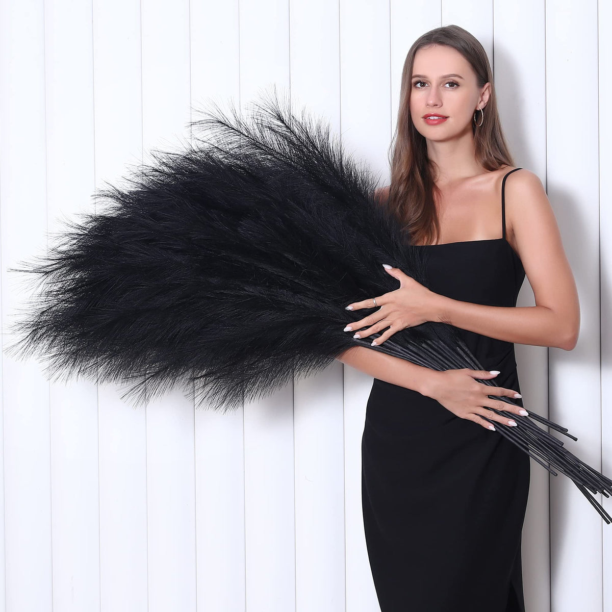 Wertuirk 45-inch black pampas grass bundle for floor vase decor