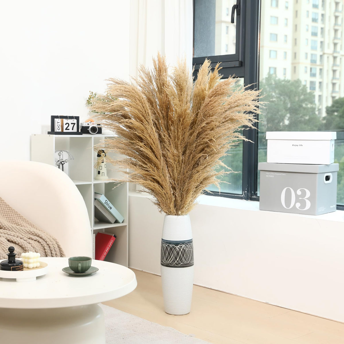 Wertuirk pampas grass floor vase decor enhances rustic farmhouse style