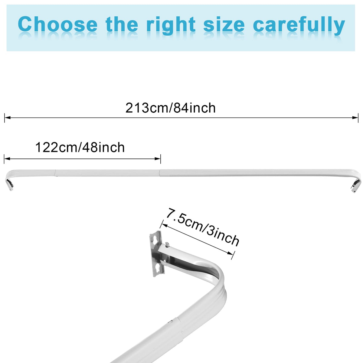 Wesiti curved-end curtain rod design guiding drapes for better privacy.