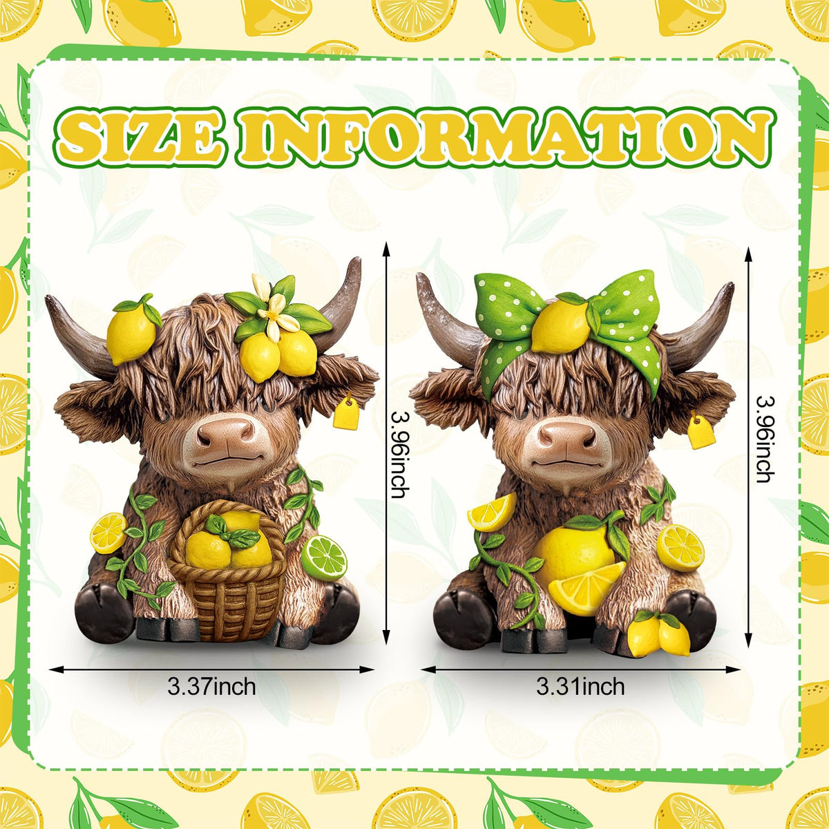 Wesiti lemon Highland cow figurine for living room display with durable resin finish.