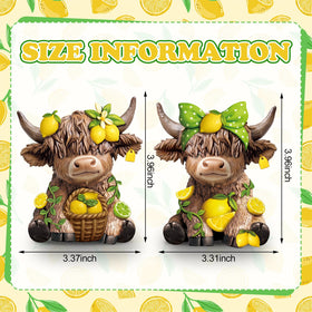 Wesiti lemon Highland cow figurine for living room display with durable resin finish.