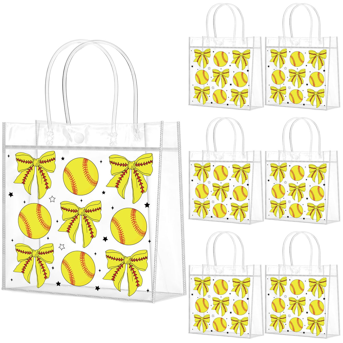 Wesnoy bow softball treat bags with yellow pattern for party favors and easy handling.