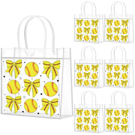 Wesnoy bow softball treat bags with yellow pattern for party favors and easy handling.