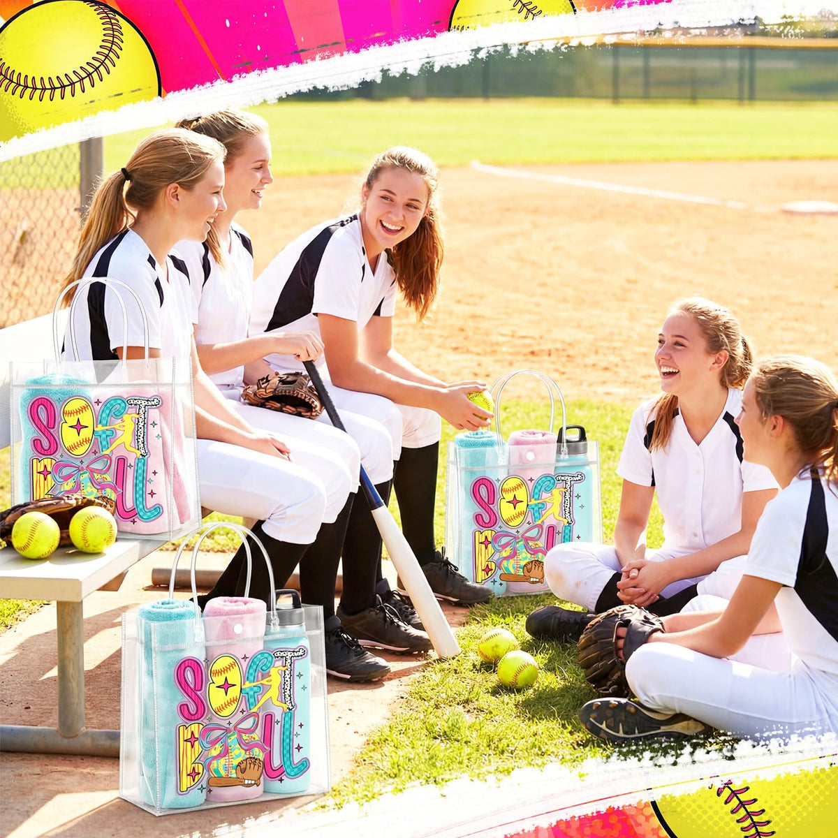 Wesnoy coquette softball goodie bags roomy enough for candies and small toys