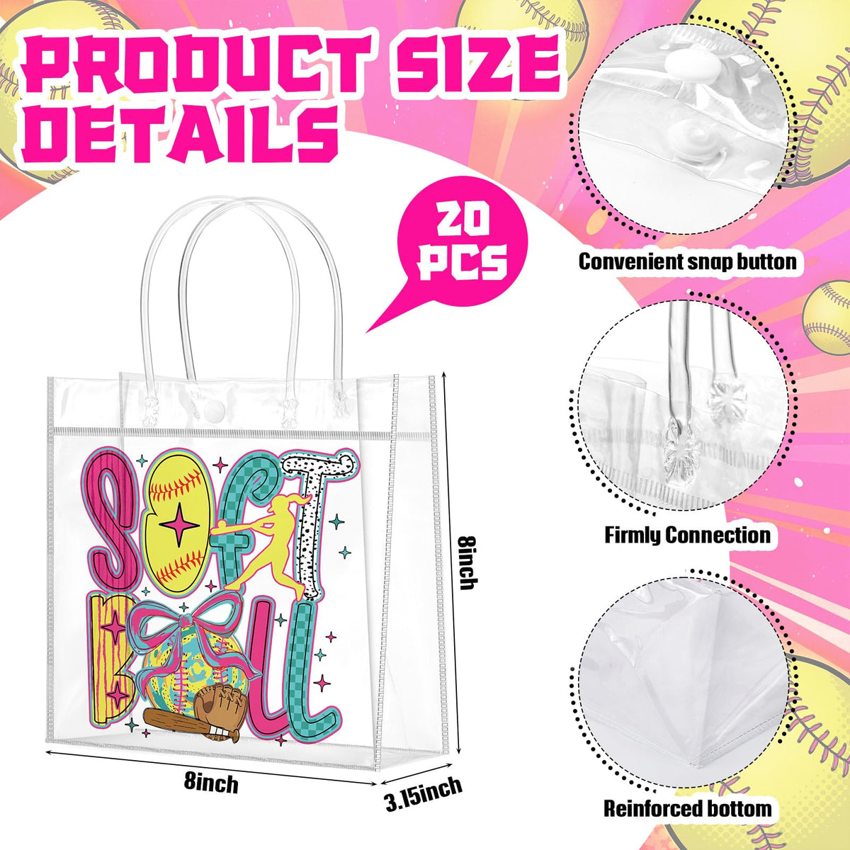 Wesnoy coquette softball goodie bags with flat bottom maximize storage space