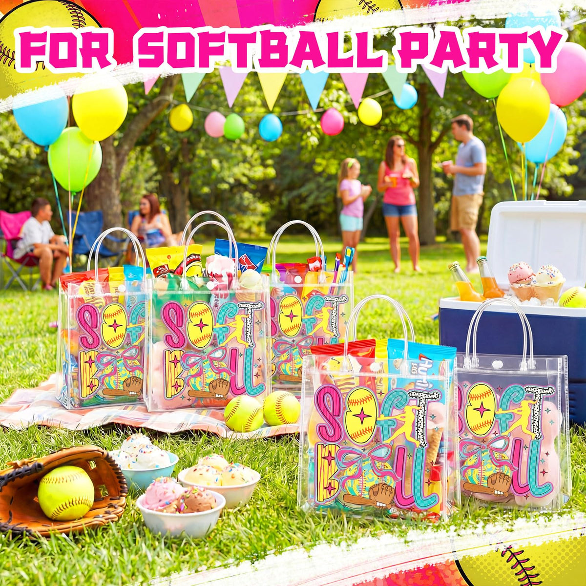 Wesnoy coquette softball goodie bags pink pattern enhances festive vibes for celebrations