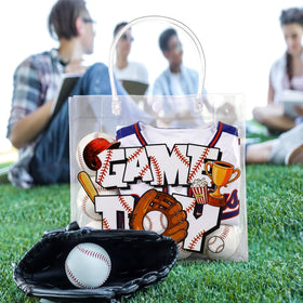 Wesnoy pink baseball design gift bags for treats and gifts.
