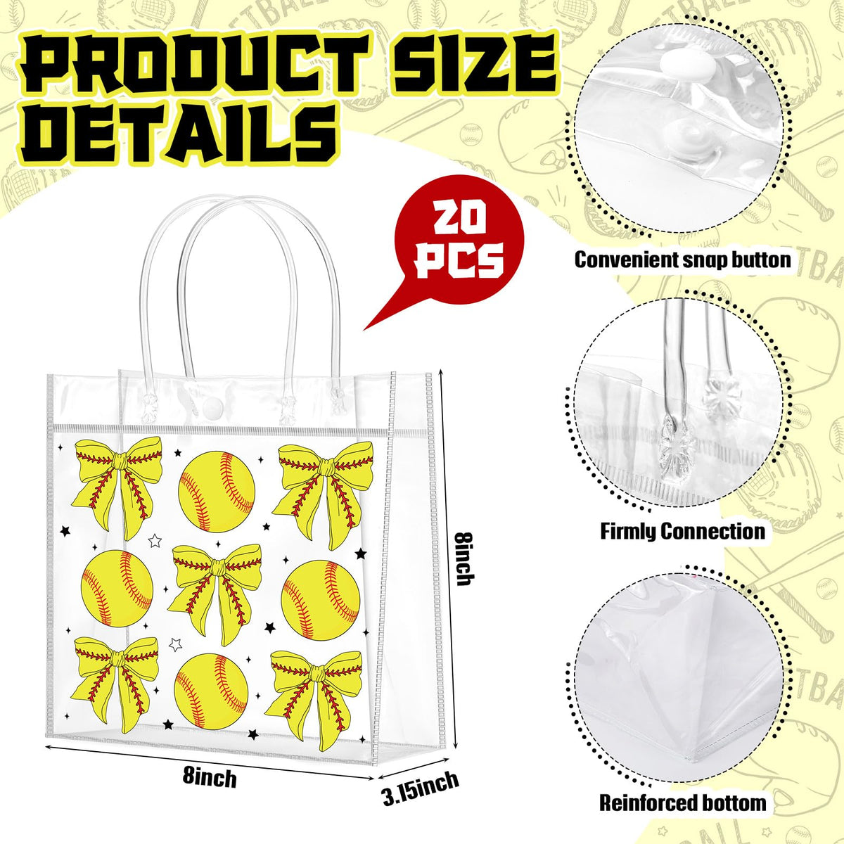 Wesnoy softball gift bags with handles ideal for candy and small goodies.