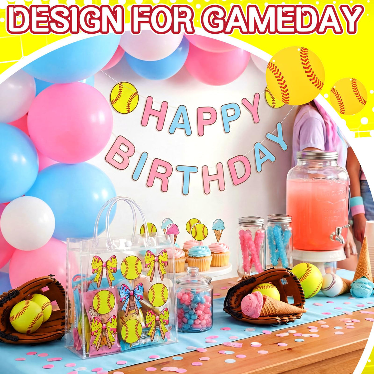 Wesnoy softball goodie bag party favors, vibrant design boosts theme cohesion.
