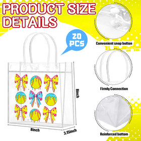 Wesnoy softball snack bag with clear handles, reusable and easy to wipe clean.