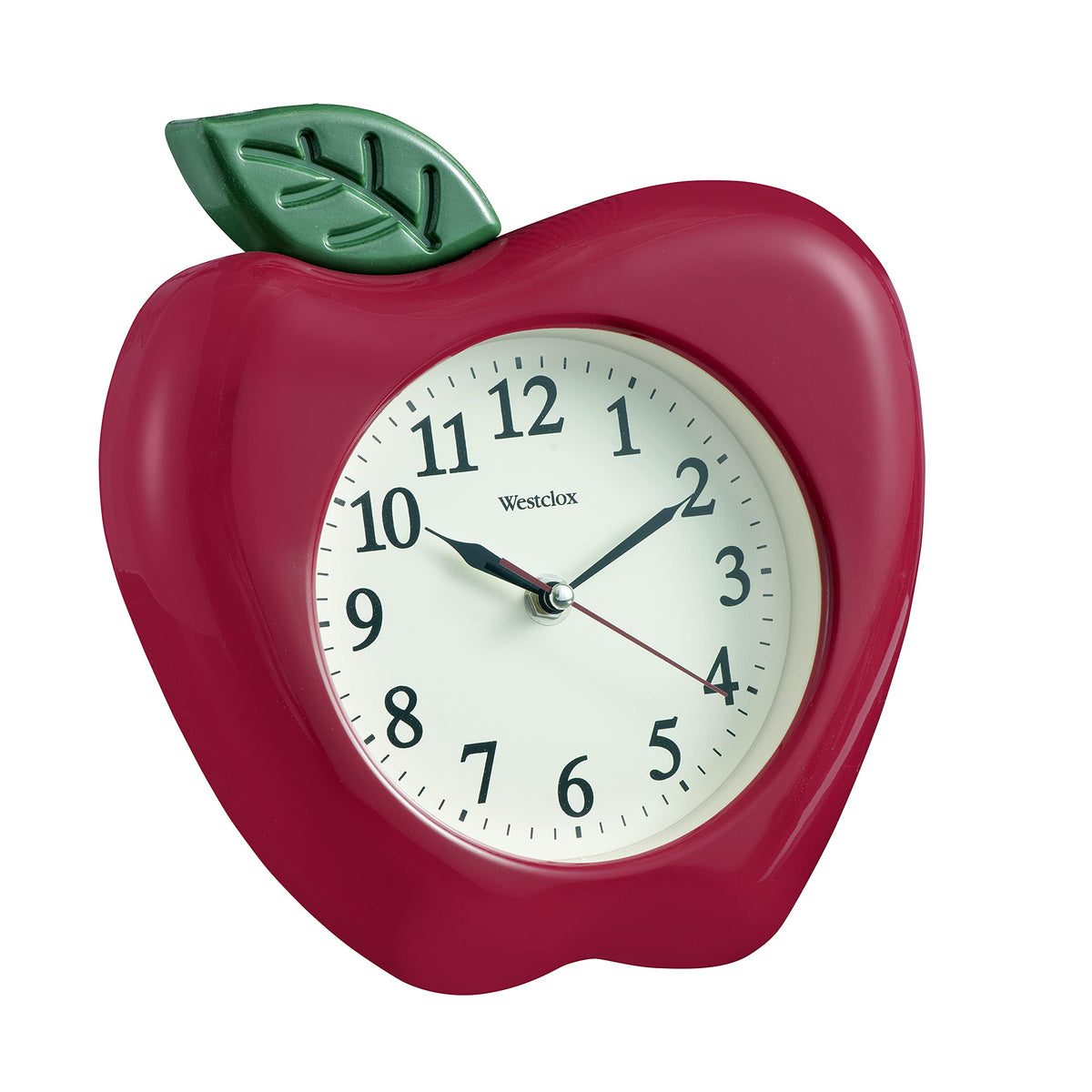 Westclox Apple Wall Clock front view adds playful wall decor.
