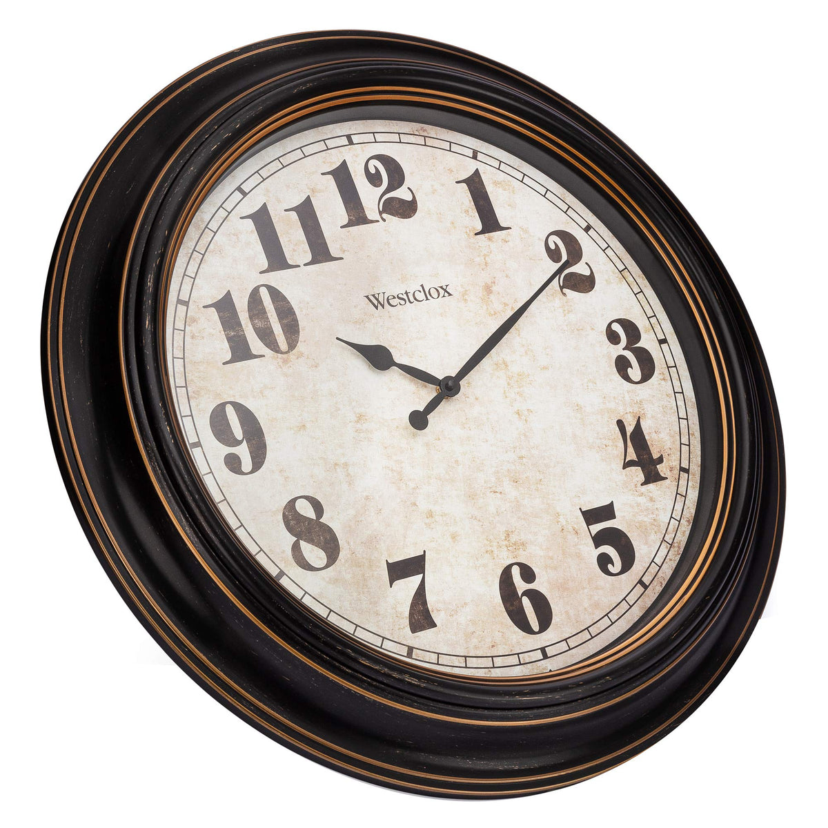 Westclox Traditional Large Wall Clock glass lens protects numerals and keeps visibility clear.
