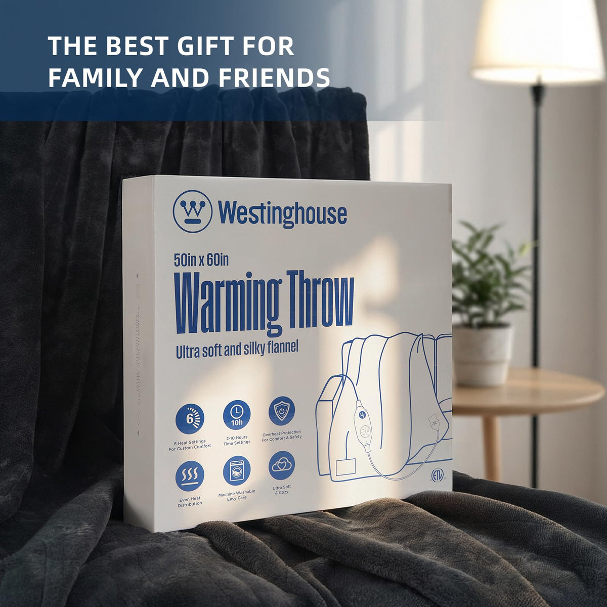 Westinghouse blanket on couch used for cozy evenings at home