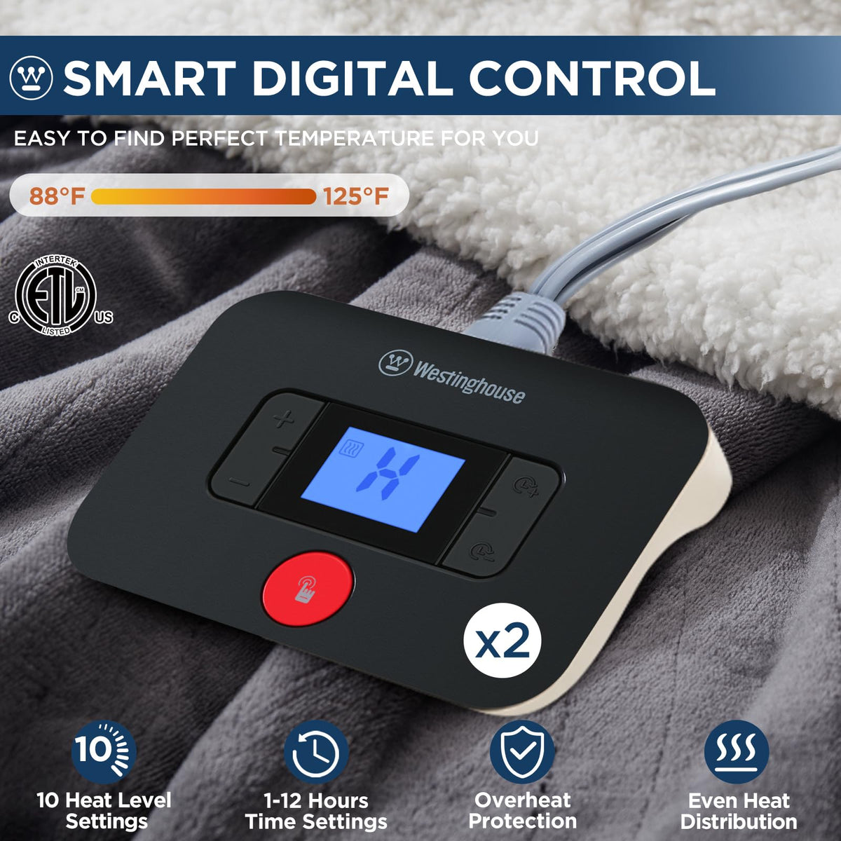 Westinghouse electric blanket with flannel side for soft comfort