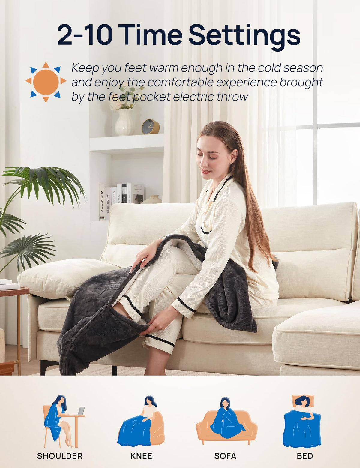 Westinghouse charcoal throw blanket adds modern warmth to the living space.