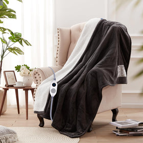 Westinghouse heated throw showing plush sherpa interior for extra comfort.