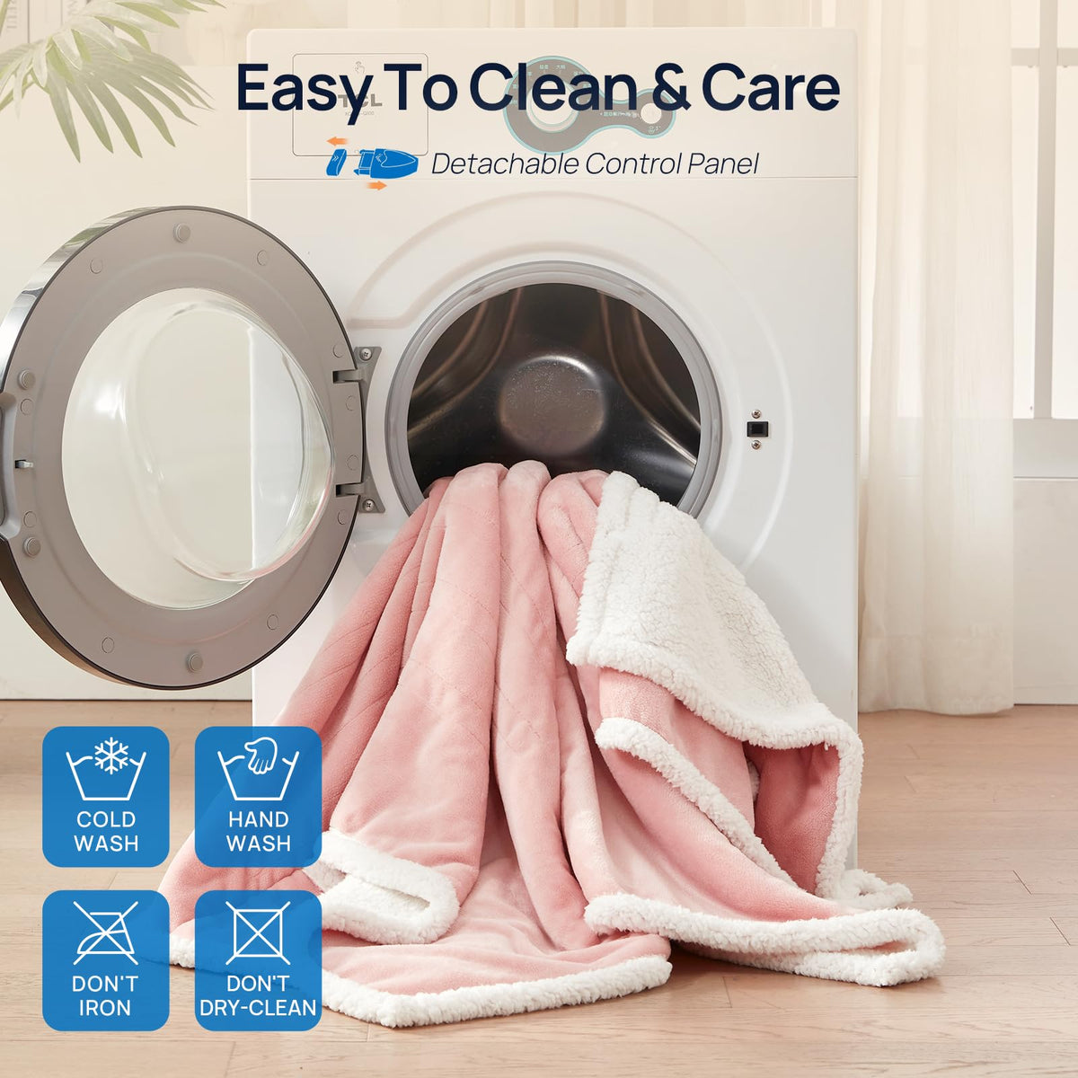 Westinghouse Snuggle Throw care: machine washable and easy to clean.