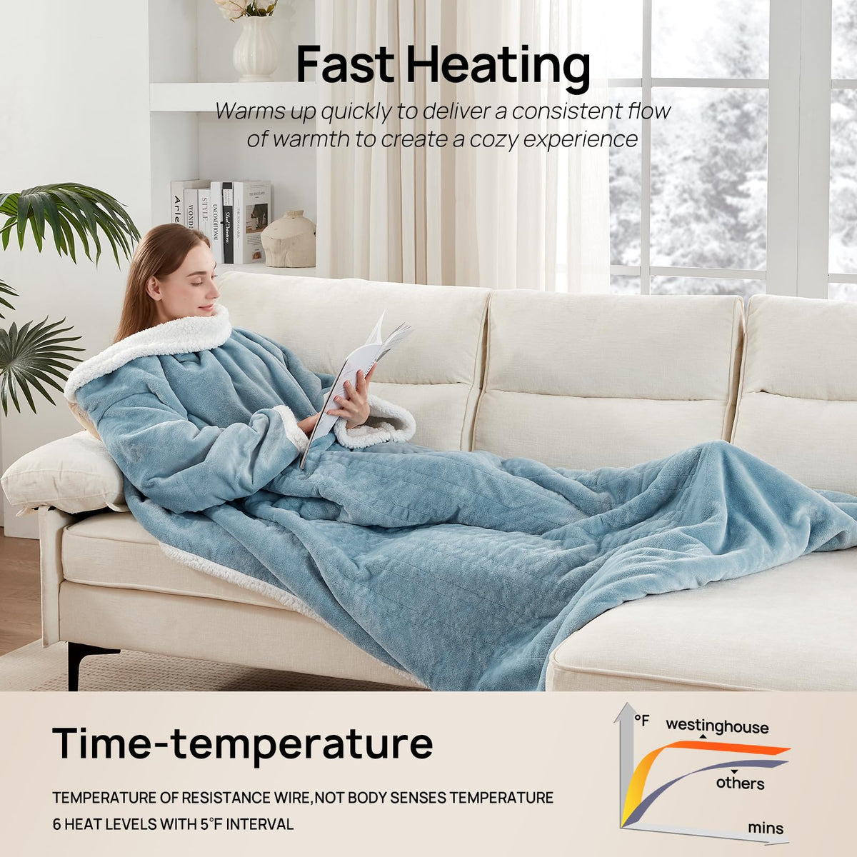 Westinghouse Snuggle Throw six heat levels for personalized comfort