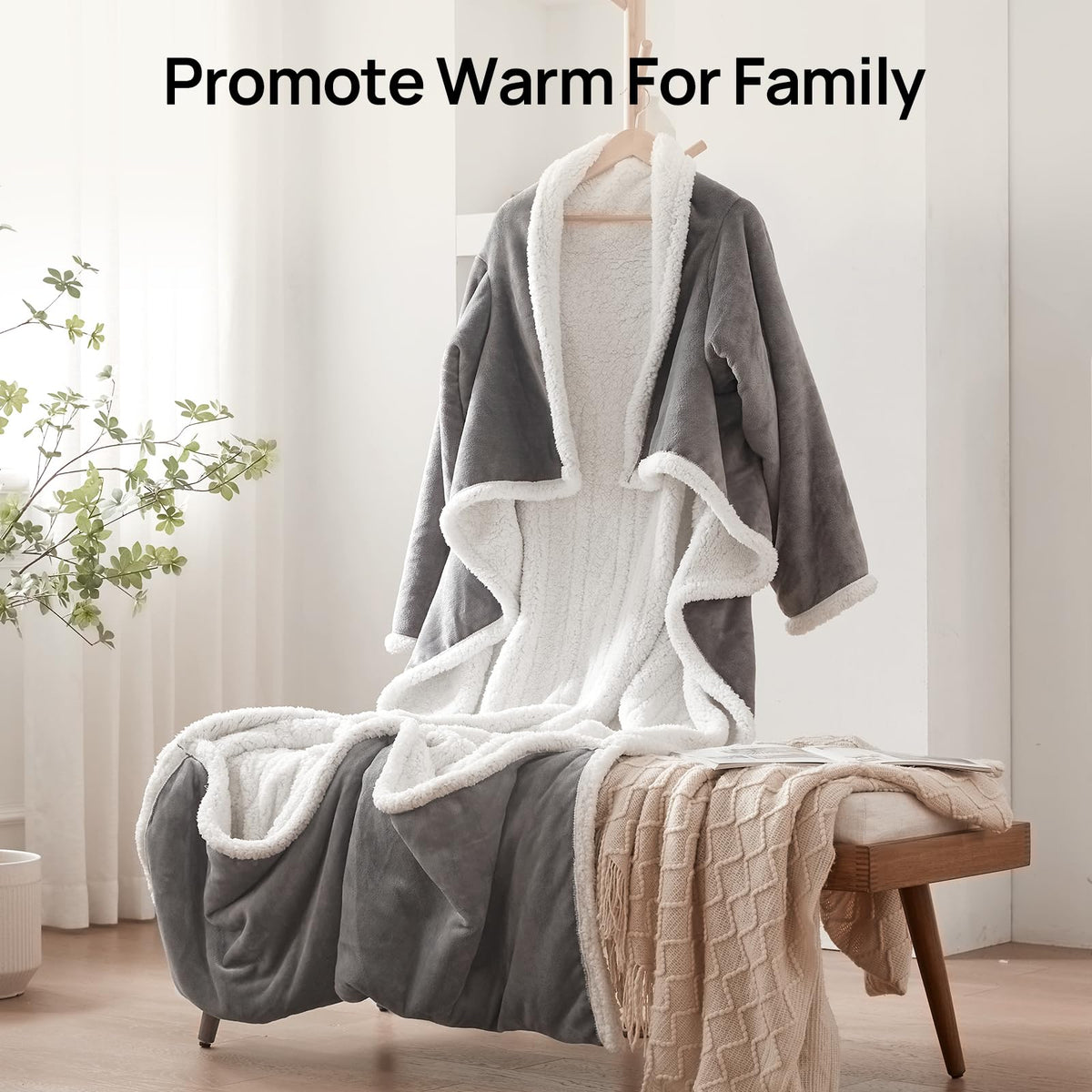 Sherpa interior and flannel exterior texture of Westinghouse Throw.