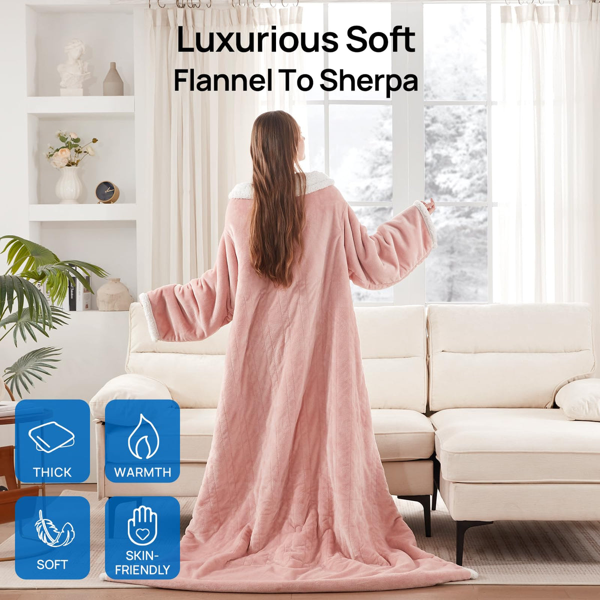 Westinghouse Snuggle Throw Sherpa inner lining feels plush.