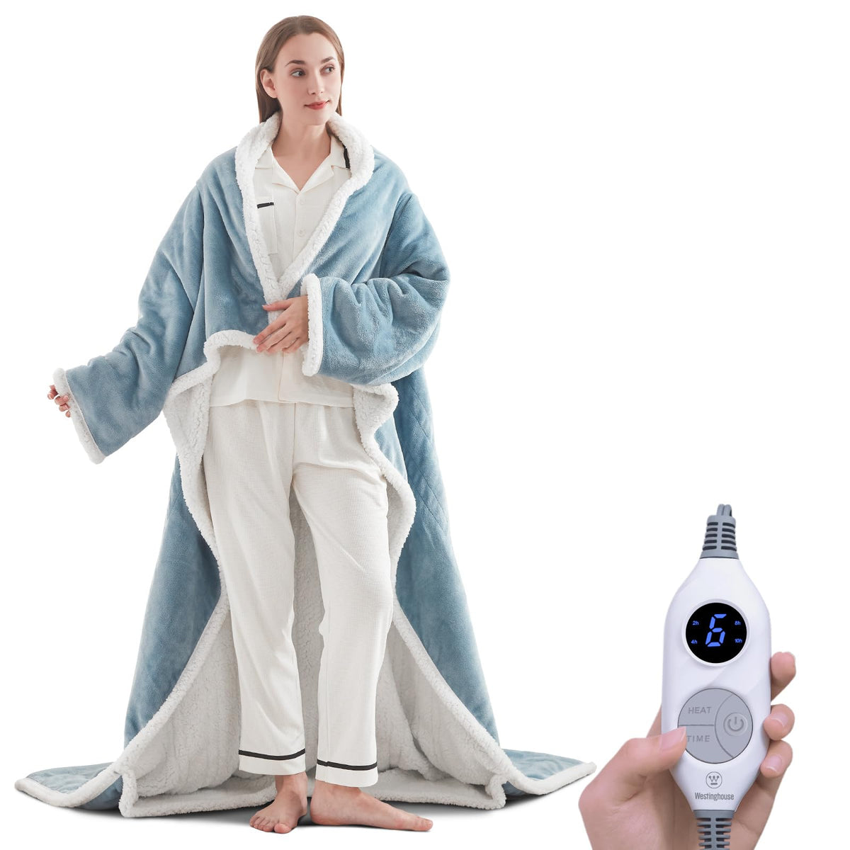 Westinghouse Snuggle Throw with sleeves for hands-free warmth during relaxation