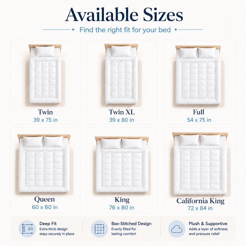 WestMonth Topper breathable quilted surface supports cooler, comfortable sleep.