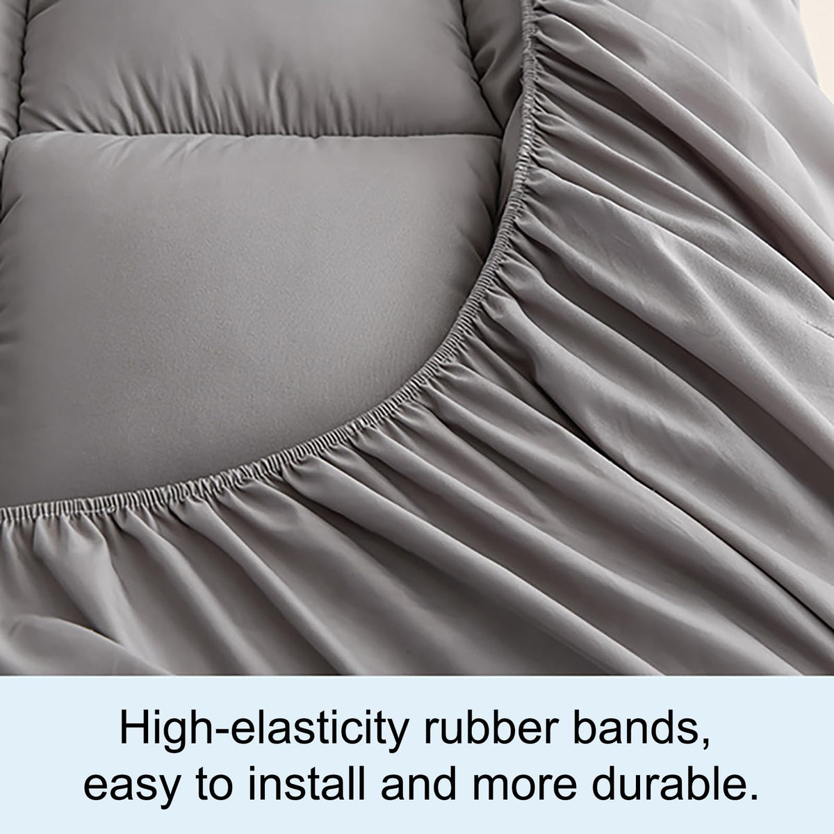 WestMonth Topper deep-pocket fit demonstrates secure 8-21in mattress compatibility.