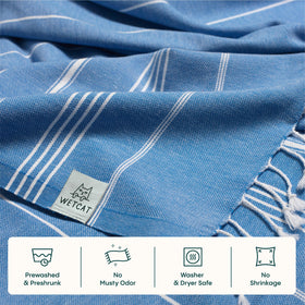WETCAT compact travel towel folded neatly for luggage space.