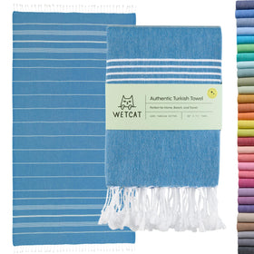 WETCAT Turkish Beach Towel Oversized blue ideal for travel and sunbathing.