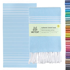 Wetcat oversized Turkish towel in light blue for beach lounging