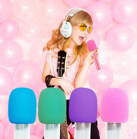 WETEPUXI colorful microphone props ideal for karaoke or themed parties.