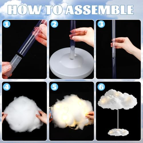 Wettarn cloud hanging ceiling decoration with lights for magical rooms and events.
