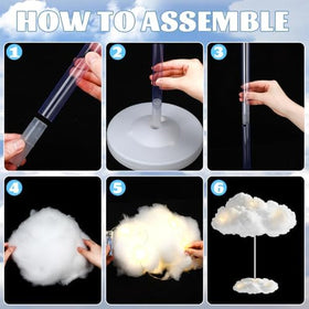 Wettarn cloud hanging ceiling decoration with lights for magical rooms and events.