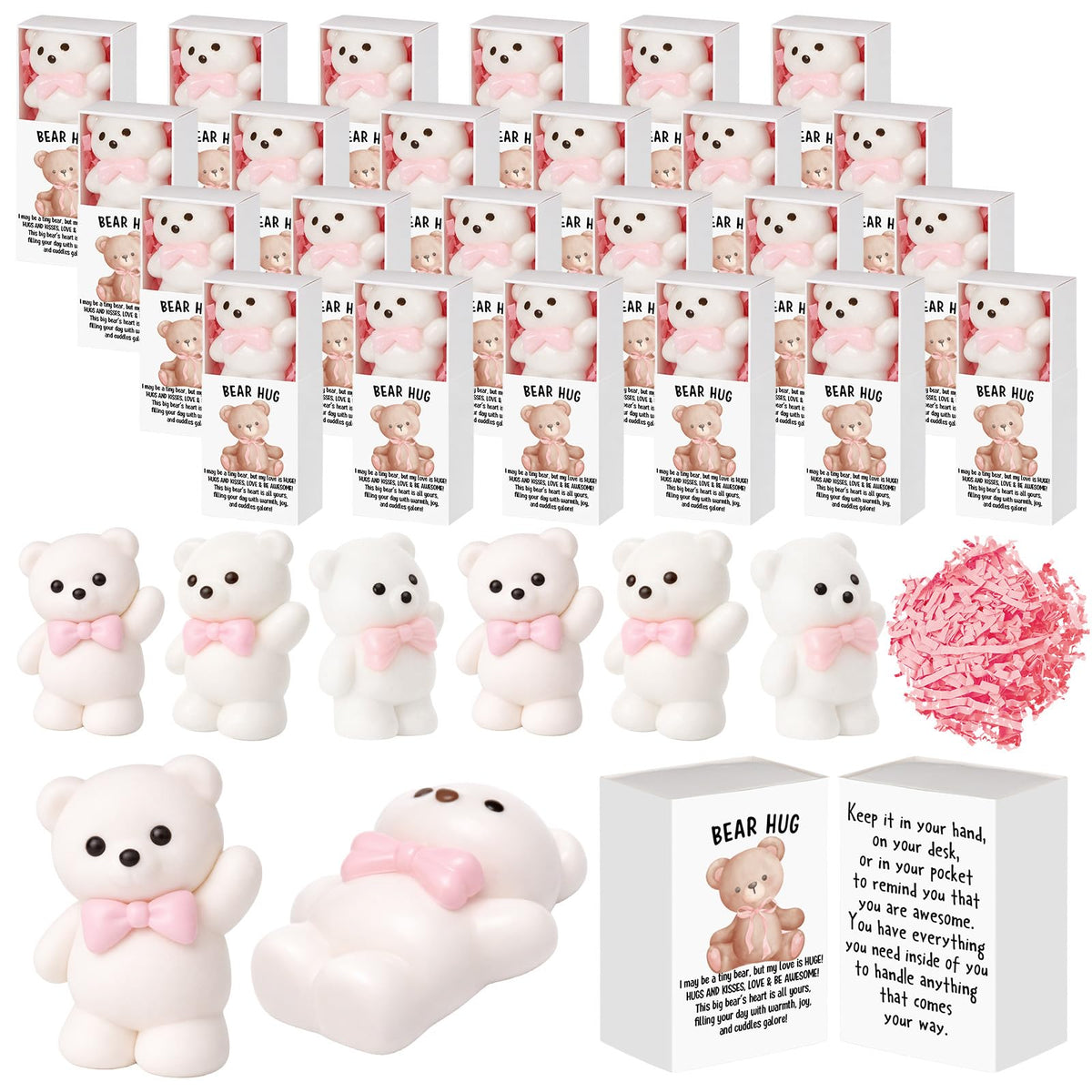Wettarn bear stress ball with pink bow for easy desk stress relief.