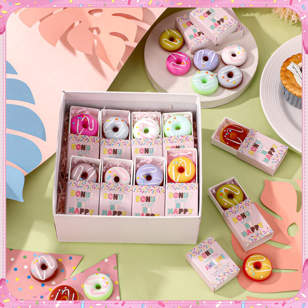 Wettarn donut design with positive messages boosts mood during breaks.