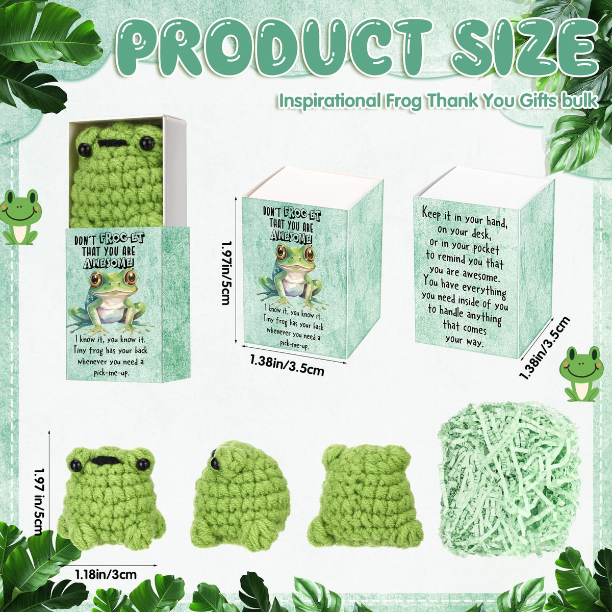 Wettarn hand crocheted frog miniatures ideal keepsakes for colleagues.