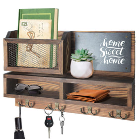 WEWEOW key holder wall mount with four double hooks for organized entryway