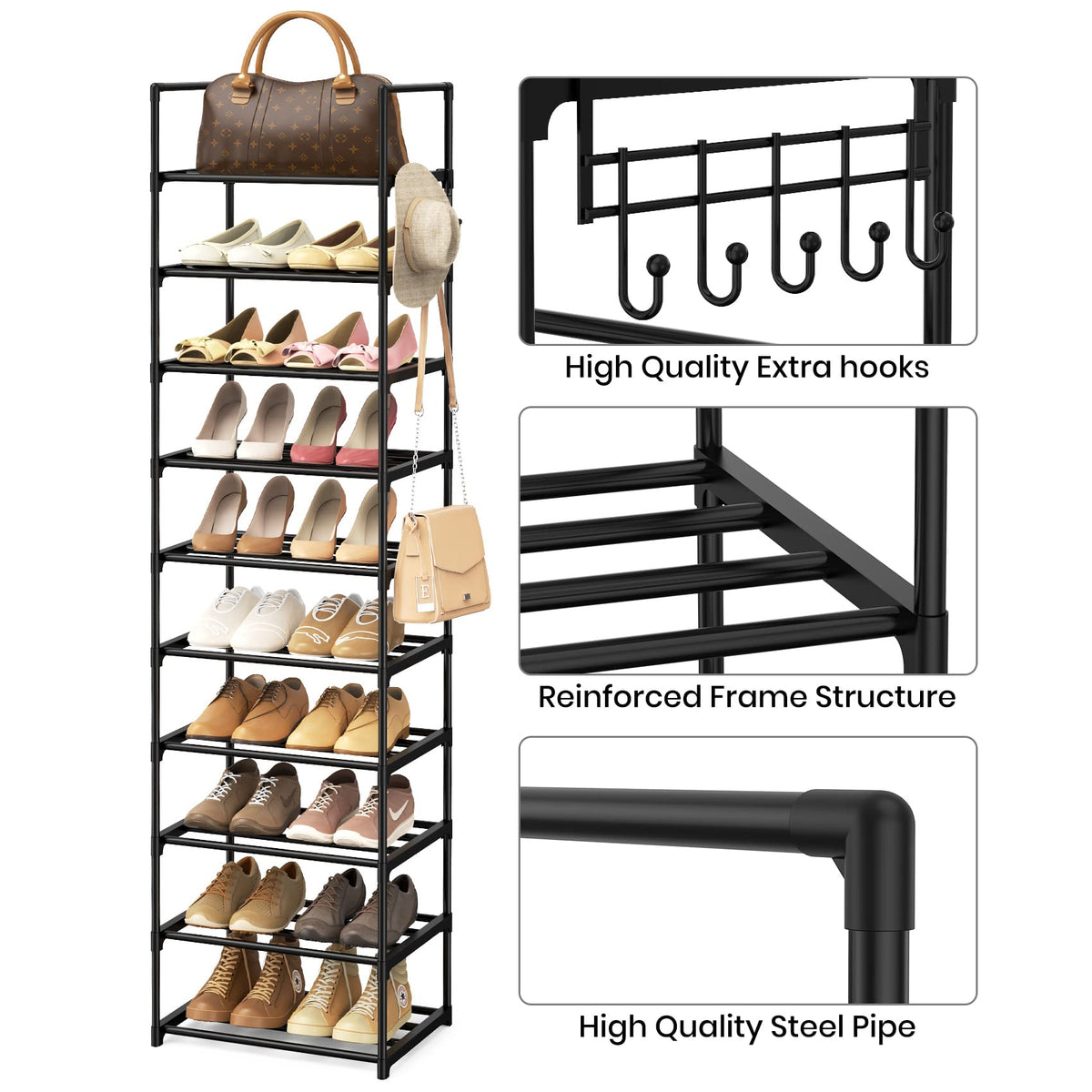 WEXCISE entryway organizer keeps shoes and accessories neatly in reach.