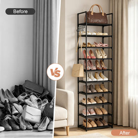 WEXCISE rack includes integrated hooks for keys, umbrellas, and bags.