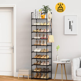 WEXCISE tall shoe rack assembly shows sturdy construction and simple setup.