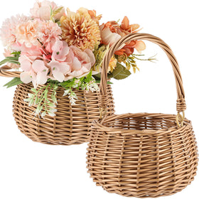 Weysat flower girl basket with handle, rustic wicker for weddings