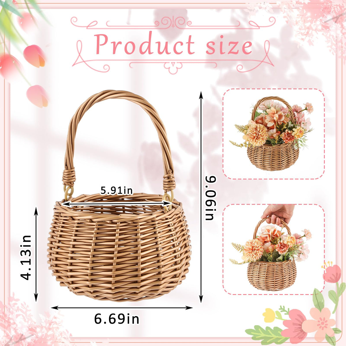 Weysat two-piece wicker basket set used as wedding decor