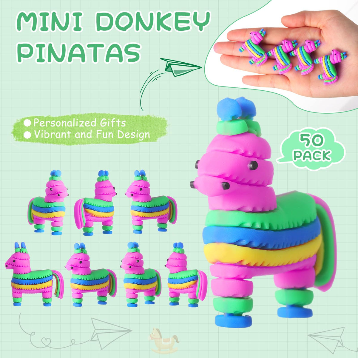 Weysat mini donkey pinatas figurines for compact party decor and gifts.