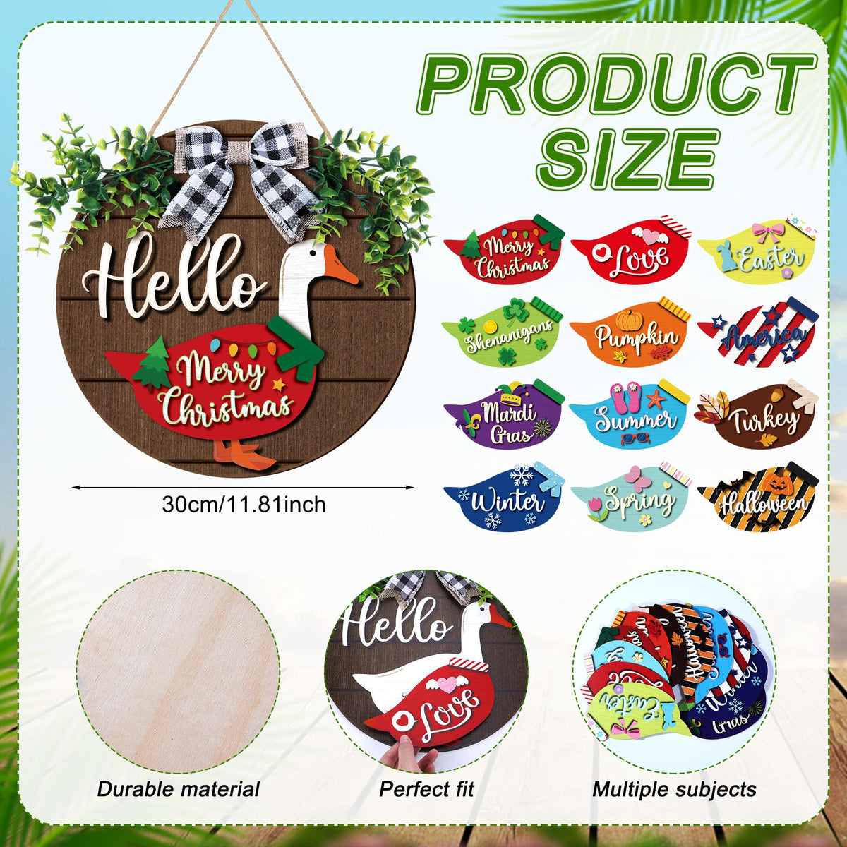 Weysat festive designs highlight Christmas, Halloween, and Easter options for welcoming guests.